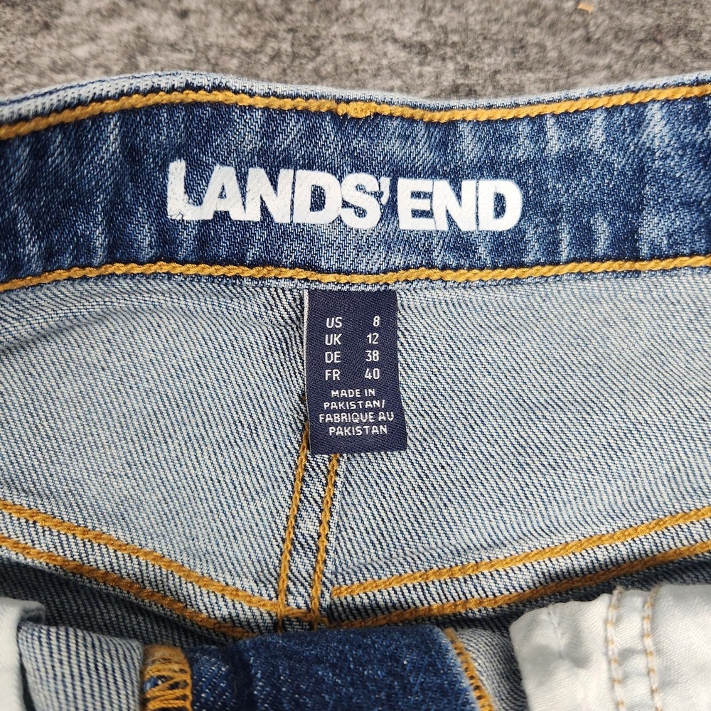 Lands End Womens Denim Jean Long Length Maxi 5 Pocket Skirt Front Slit 8 - Picture 6 of 9
